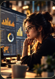 Data Analyst working with modern Power BI dashboards